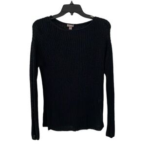 J. JILL | Women’s Black Linen Blend‎ Knitted Round Neck Sweater Size S